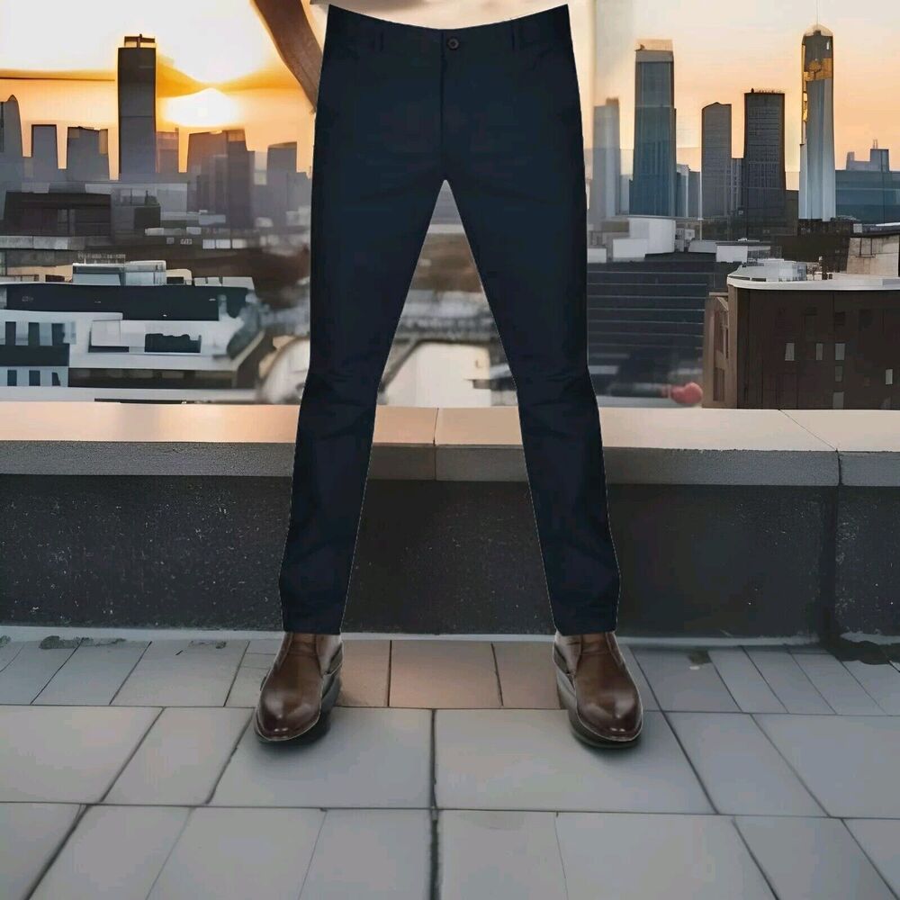 Farah Vtg Elm Chino Trousers‎ Mens 48x32 Black Khaki Stretch Pant NWOT MSRP $199